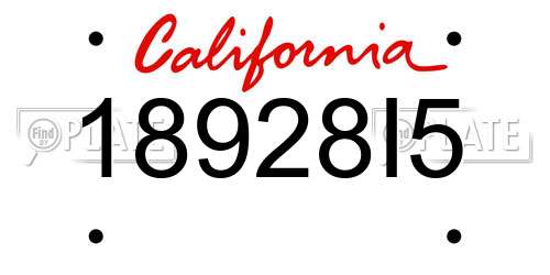 18928I5 California License Plate