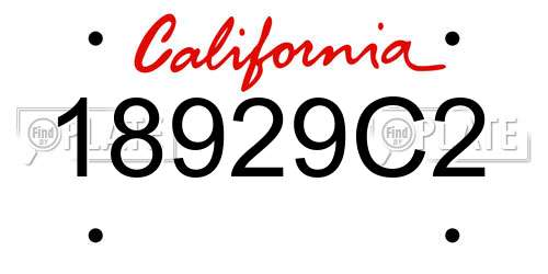 18929C2 California License Plate