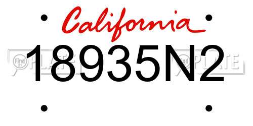 18935N2 California License Plate