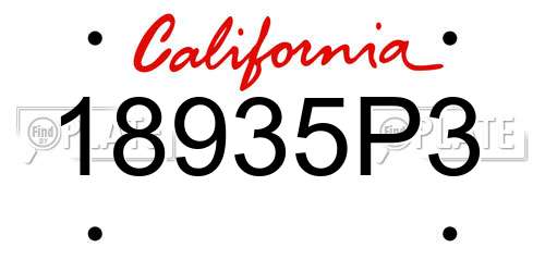 18935P3 California License Plate