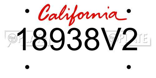 18938V2 California License Plate