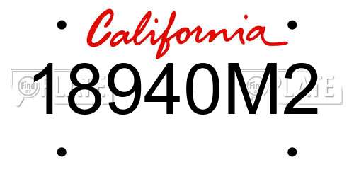 18940M2 California License Plate