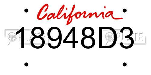 18948D3 California License Plate