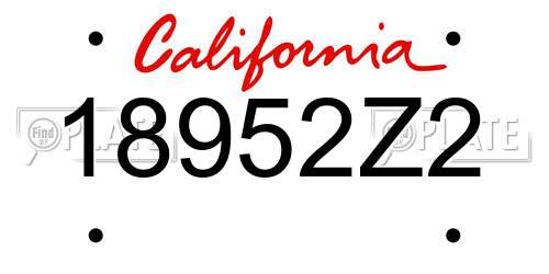 18952Z2 California License Plate