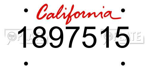 1897515 California License Plate