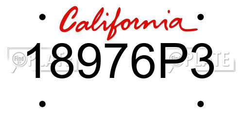 18976P3 California License Plate