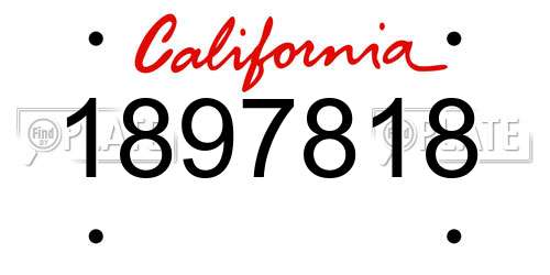 1897818 California License Plate