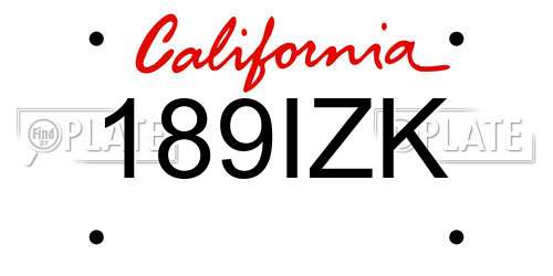189IZK California License Plate