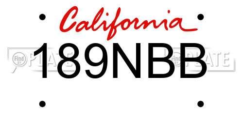 189NBB California License Plate