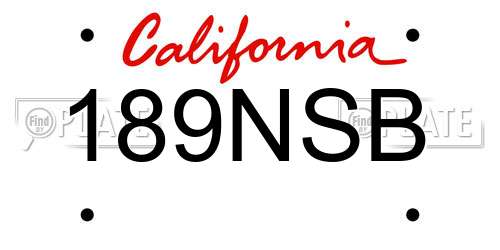 189NSB California License Plate