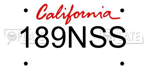 189NSS California License Plate