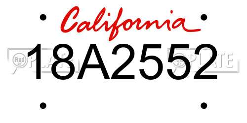 18A2552 California License Plate