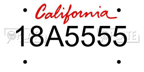 18A5555 California License Plate