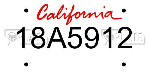 18A5912 California License Plate