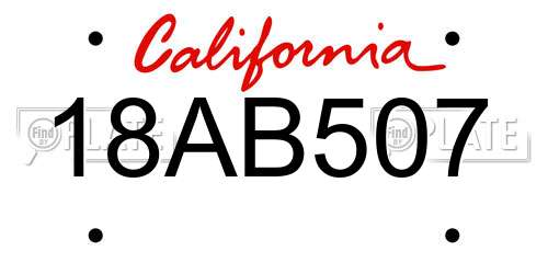 18AB507 California License Plate