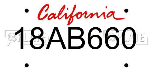 18AB660 California License Plate