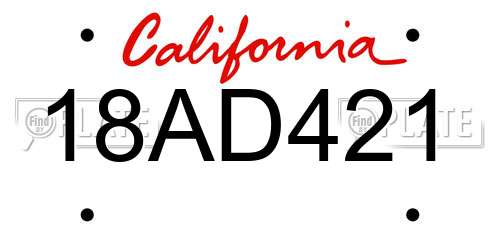 18AD421 California License Plate