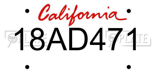 18AD471 California License Plate
