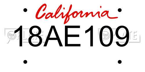 18AE109 California License Plate