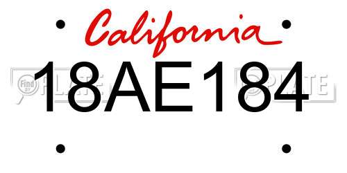 18AE184 California License Plate