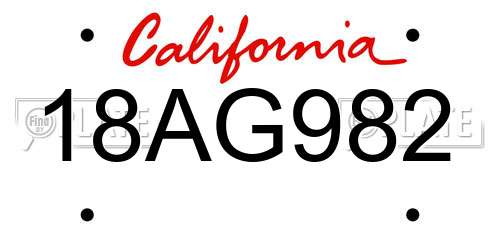 18AG982 California License Plate