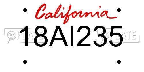 18AI235 California License Plate