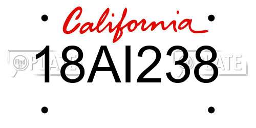 18AI238 California License Plate