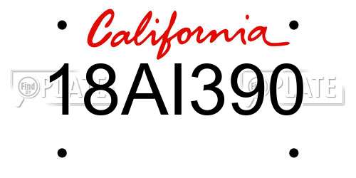 18AI390 California License Plate