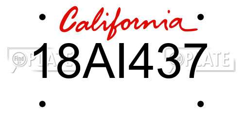 18AI437 California License Plate