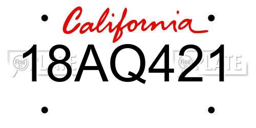 18AQ421 California License Plate