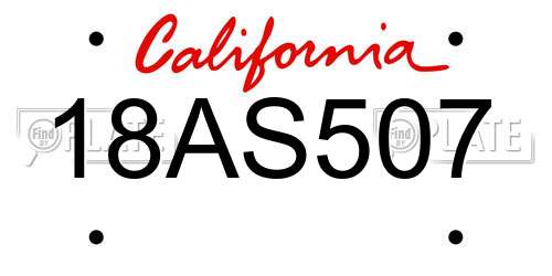 18AS507 California License Plate