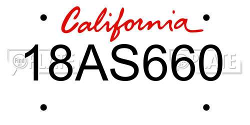 18AS660 California License Plate