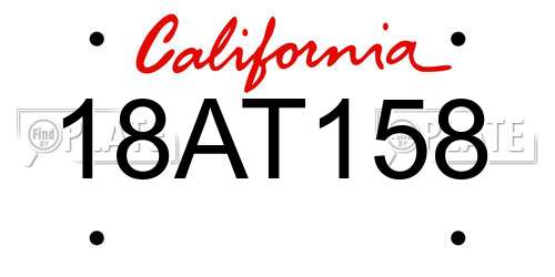 18AT158 California License Plate