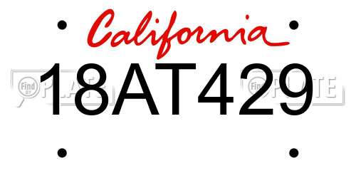 18AT429 California License Plate