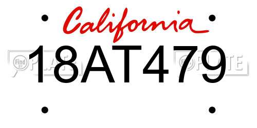 18AT479 California License Plate