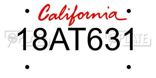 18AT631 California License Plate