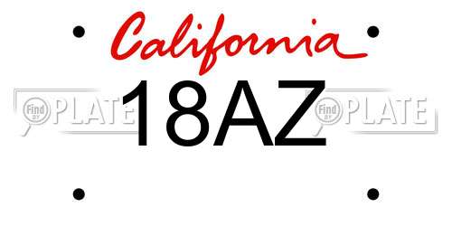18AZ California License Plate