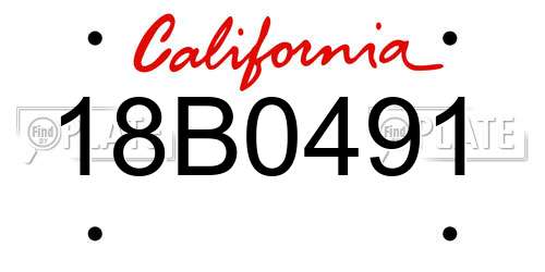 18B0491 California License Plate