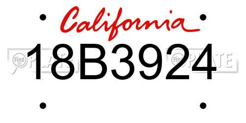18B3924 California License Plate