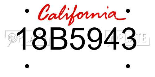 18B5943 California License Plate
