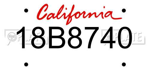 18B8740 California License Plate