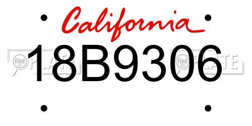 18B9306 California License Plate