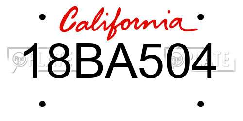 18BA504 California License Plate