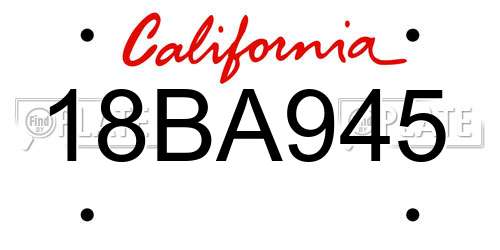 18BA945 California License Plate