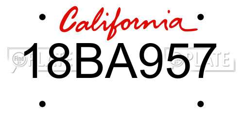 18BA957 California License Plate