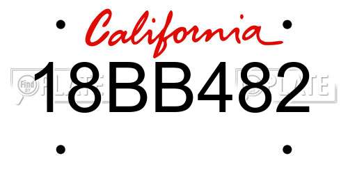 18BB482 California License Plate