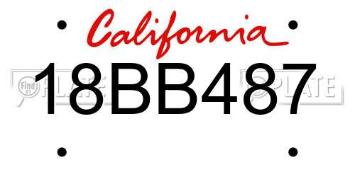 18BB487 California License Plate
