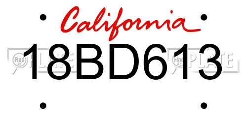 18BD613 California License Plate