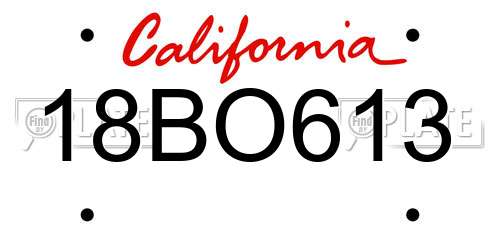 18BO613 California License Plate