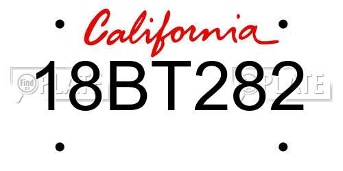 18BT282 California License Plate